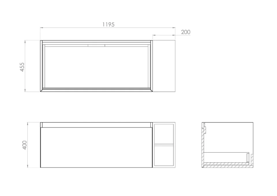 Saneux Uni 120cm Kit - 100cm 1 Drawer Wall Mounted Unit, 20cm Spacer & 120cm Countertop - Matte White detail view - Image 3