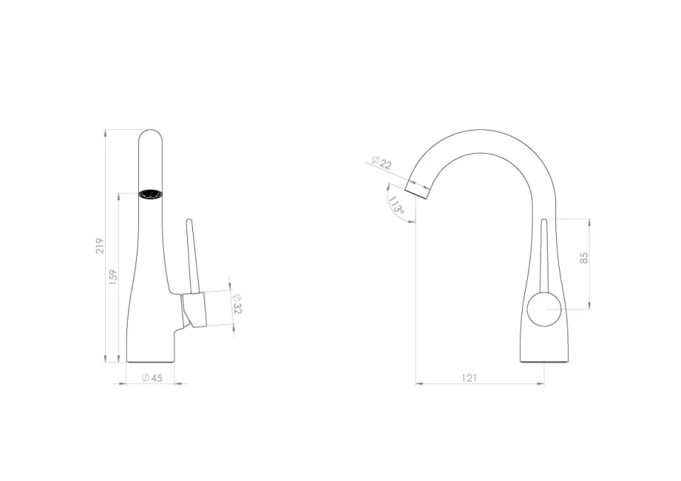 Saneux Eden Basin Mixer - Satin Black detail view - Image 3