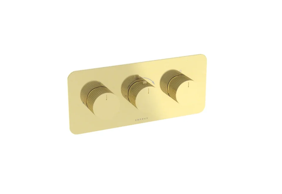 Saneux Cos Thermostatic Handle - Fluted - Brushed Brass product image - Image 1
