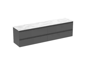 Saneux Uni 200cm Kit - 2 X 100cm 2 Drawer Wall Mounted Unit & 200cm Countertop - Matte Anthracite