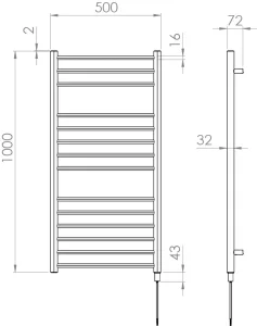 Saneux Ember 1000x500mm Pre-filled Towel Rail - Satin Black