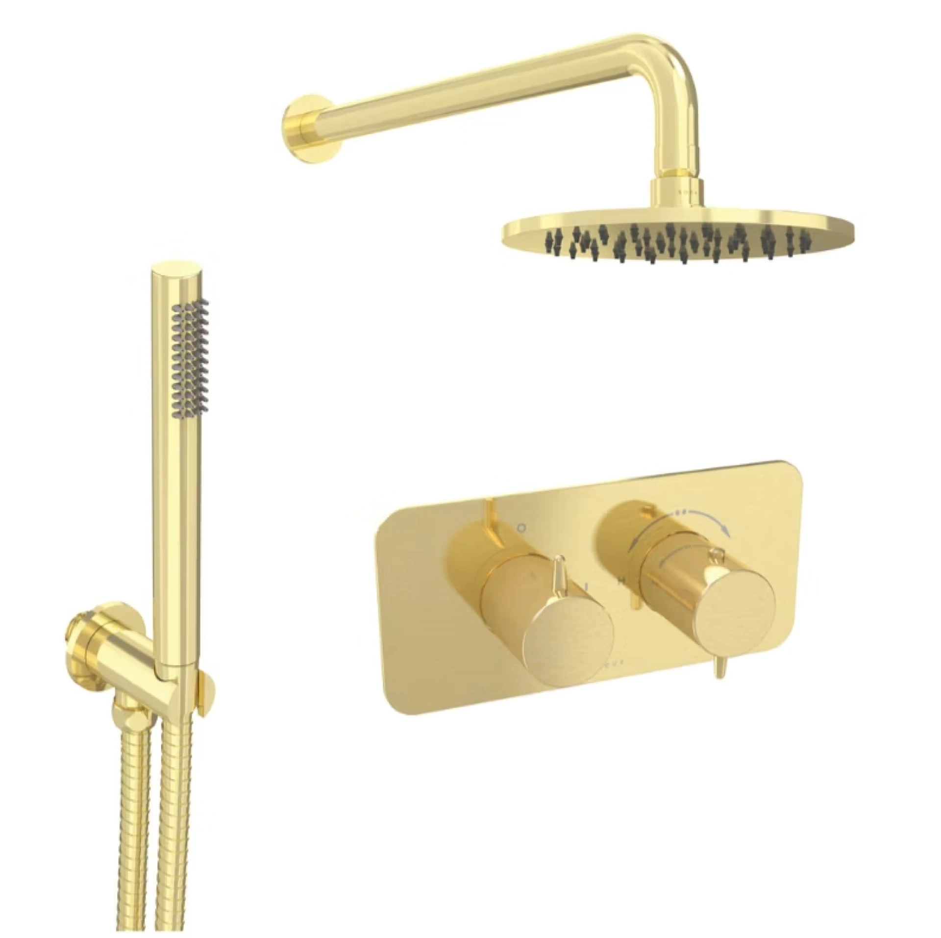 Saneux Eden 2 Way Shower Kit - W/ Slim Handset - Brushed Brass