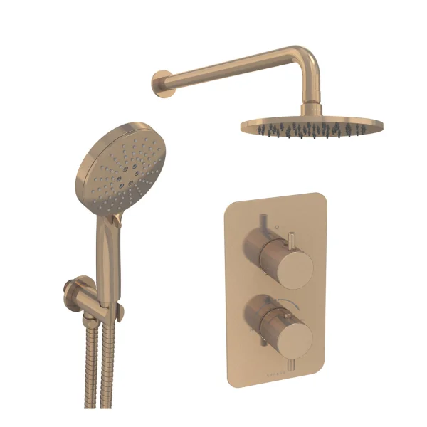 Saneux Cos 2 Way Shower Kit - W/ 3 Function Handset & Shower Head - Brushed Bronze