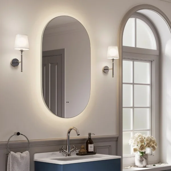 Hib Arcane Illuminated Frame Bathroom Mirror - Gunmetal