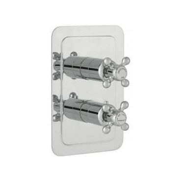 Just Taps Grosvenor Cross Concealed Thermostatic 2 Outlet Valve Chrome