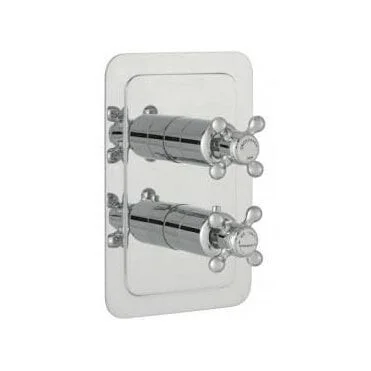 Just Taps Grosvenor Cross Concealed Thermostatic 2 Outlet Valve Chrome