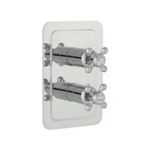 Just Taps Grosvenor Cross Concealed Thermostatic 2 Outlet Valve Chrome product image - Image 1