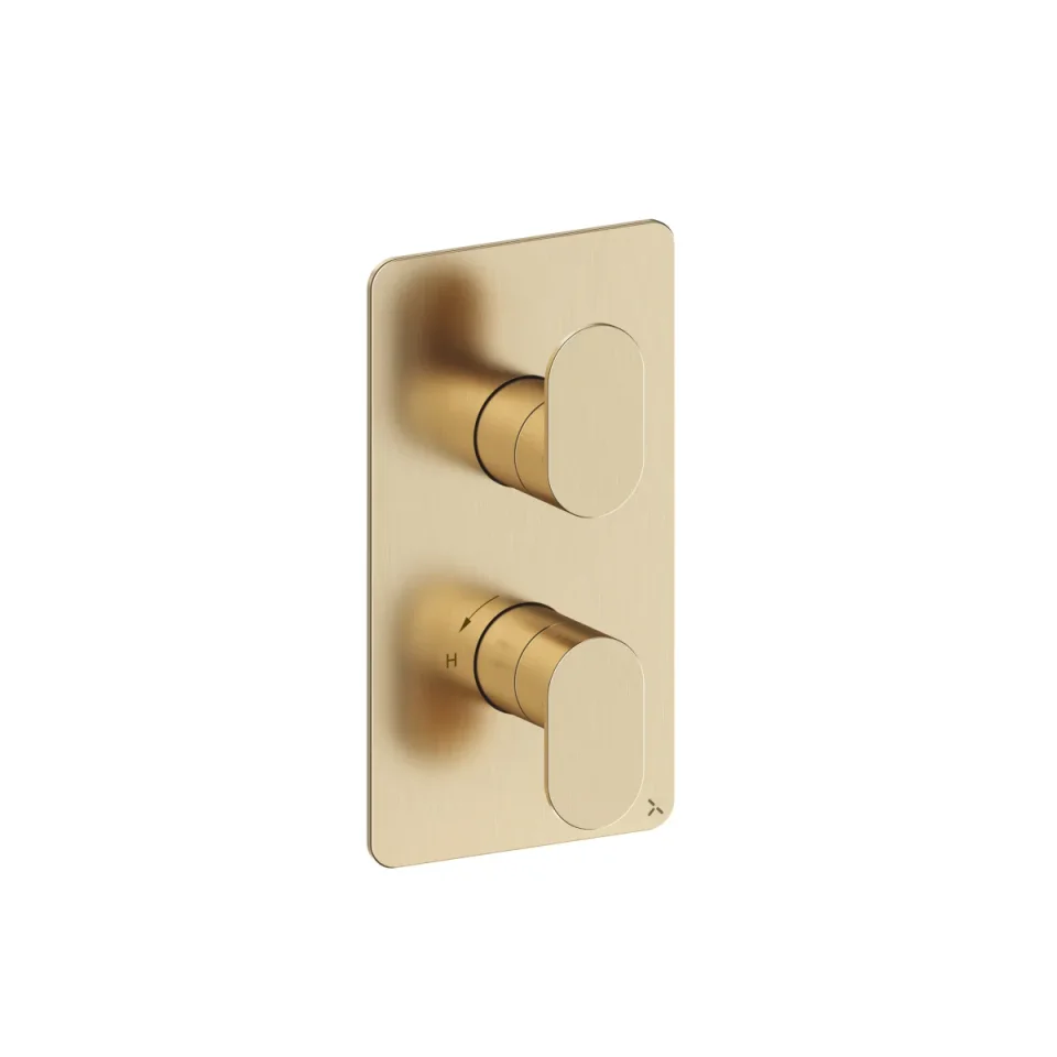 Crosswater Drift 1 Outlet 2 Handle Valve & Trimset Brushed Brass product image - Image 1