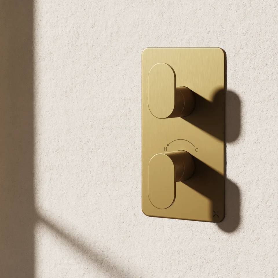 Crosswater Drift 1 Outlet 2 Handle Valve & Trimset Brushed Brass detail view - Image 2