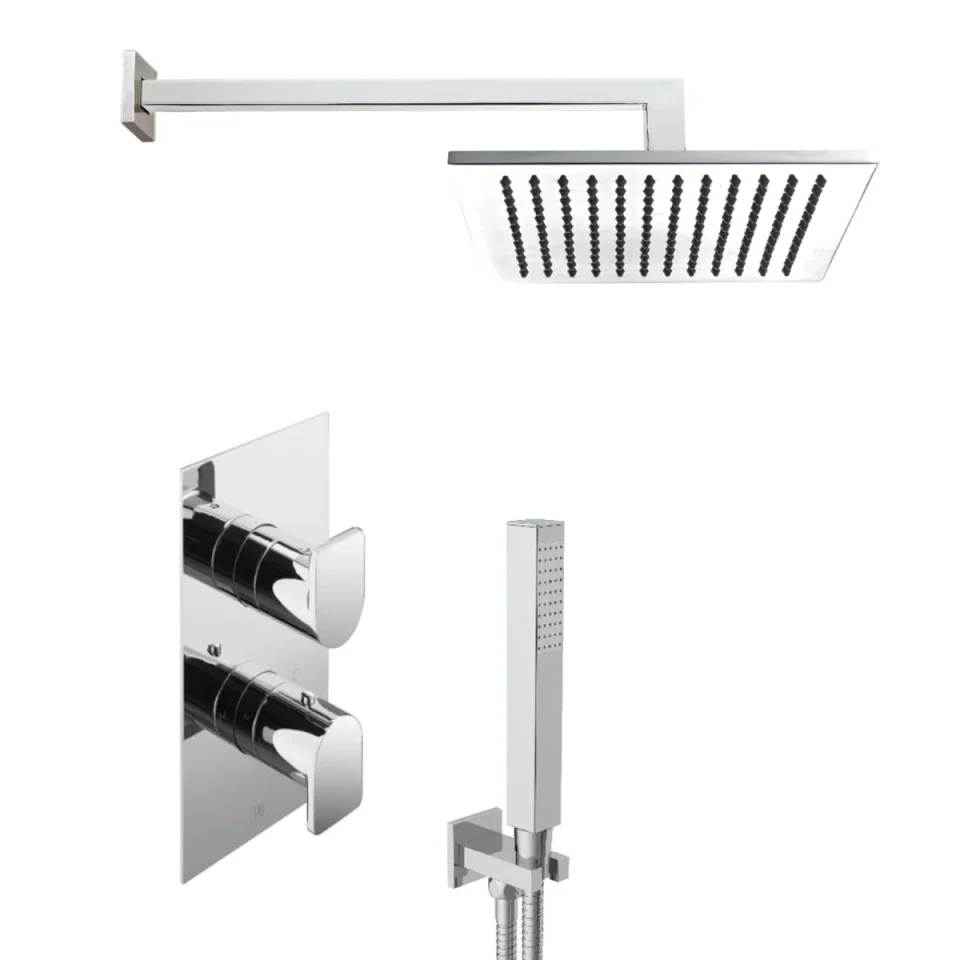 Just Taps Form 2 Outlet Shower Valve, Arm 400mm, Overhead Shower 200mm, Water Outlet And Holder product image - Image 1