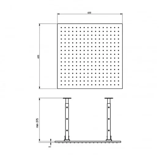 Just Taps Hix Shower Head 400mm Matt Black detail view - Image 2