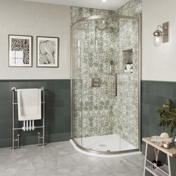 Burlington Classique Single Quadrant Door B 800 X 800 Fixed Panel Brushed Nickel