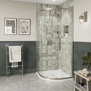 Burlington Classique Single Quadrant Door B 800 X 800 Fixed Panel Brushed Nickel