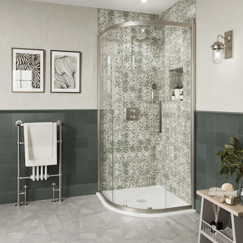 Burlington Classique Single Quadrant Door B 800 X 800 Fixed Panel Brushed Nickel product image - Image 1