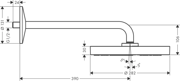 Axor One Overhead Showers 670 X 390 X 165mm Brass - Brushed