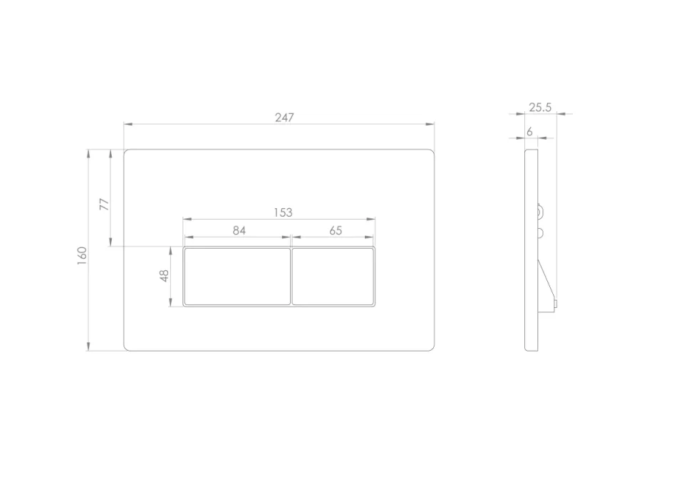 Saneux Flushe 2.0 Square Flush Plate Only - Brushed Nickel detail view - Image 2