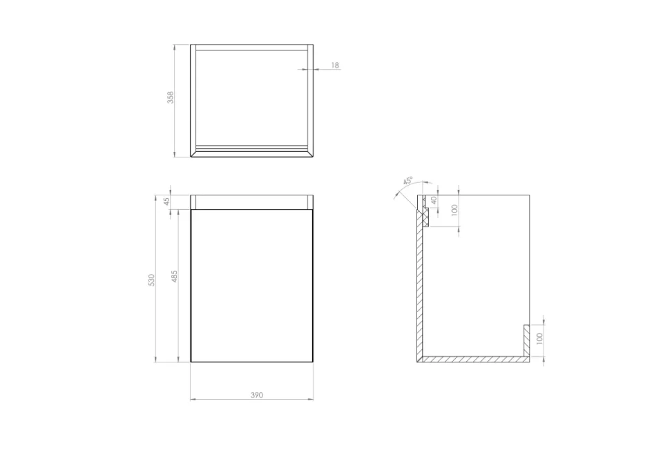 Saneux Uni 40cm 1 Door Wall Mounted Unit - Matte White detail view - Image 2