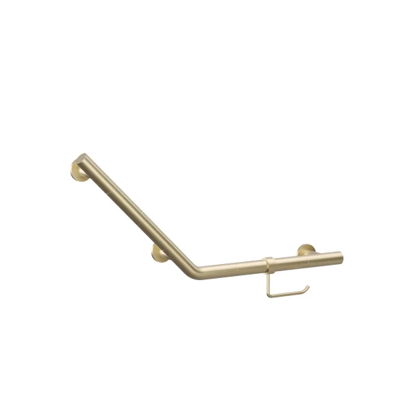 Crosswater Angled Grab Bar & WC Roll Holder 719 x 332mm Brushed Brass