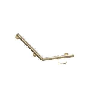 Crosswater Angled Grab Bar & WC Roll Holder 719 x 332mm Brushed Brass
