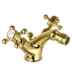 Just Taps Grosvenor Cross Bidet Mixer With Pop Up Waste Light Gold product image - Image 1