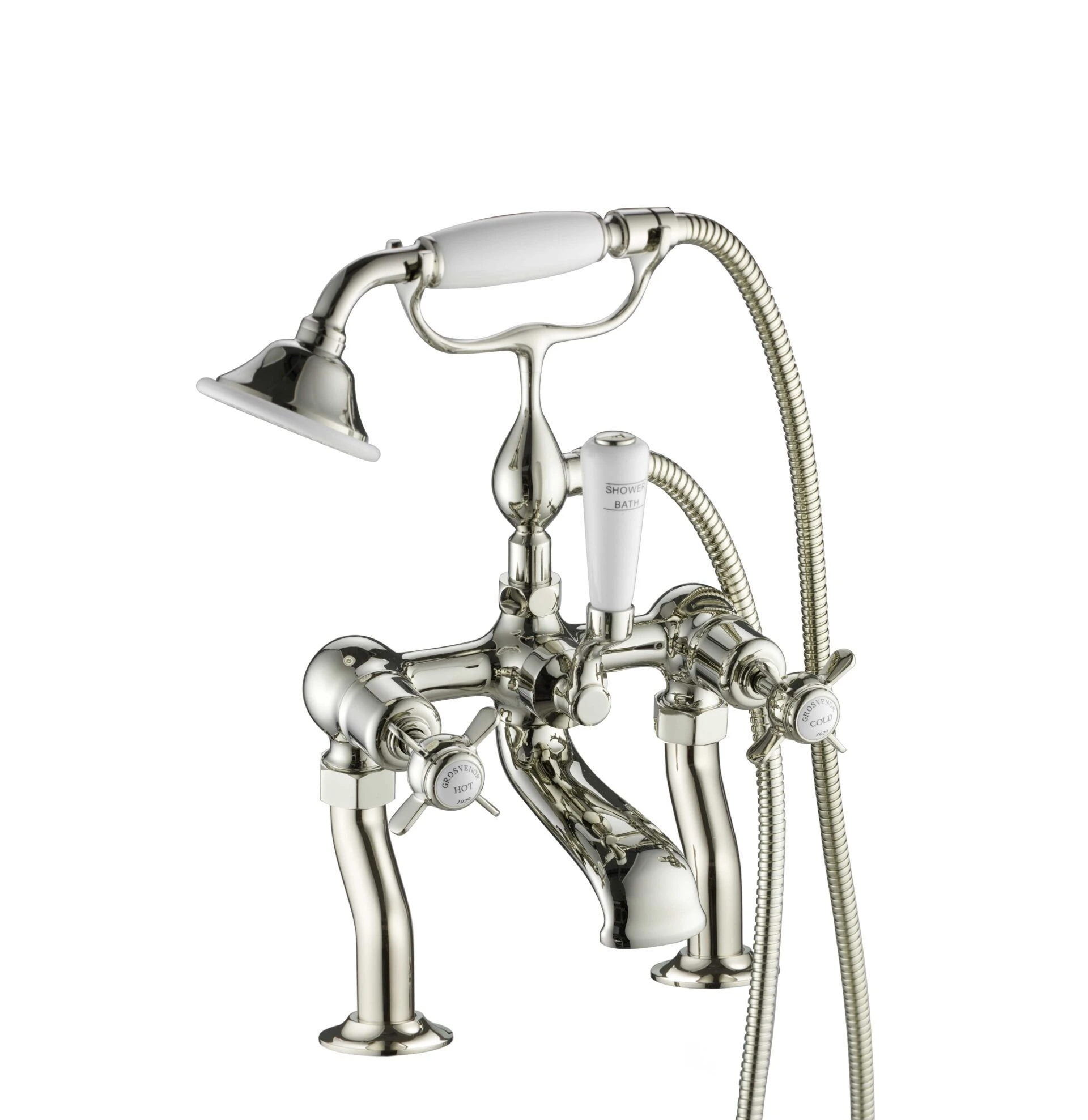 Just Taps Grosvenor Pinch Bath Shower Mixer With Kit Nickel