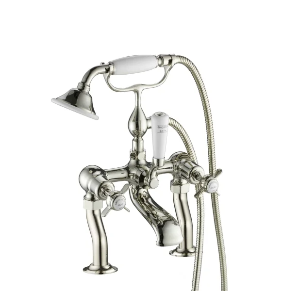 Just Taps Grosvenor Pinch Bath Shower Mixer With Kit Nickel