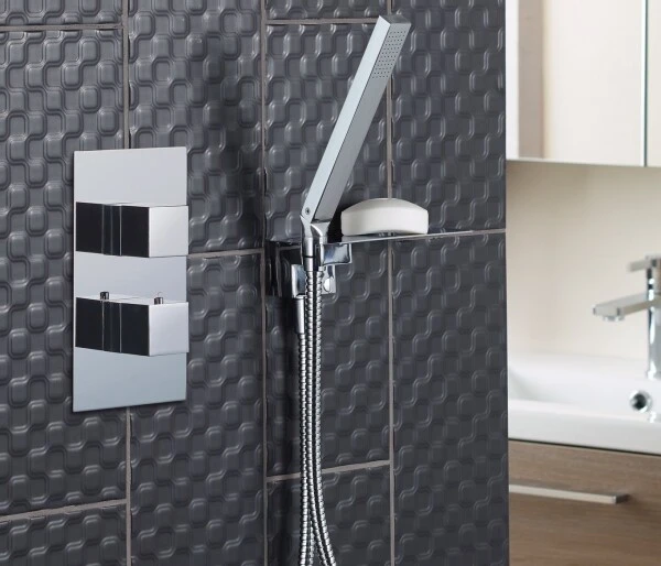 Just Taps Athena Square Shower Valve 2 Handle 1 Outlet Chrome