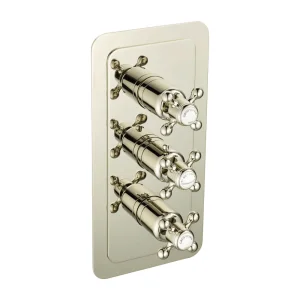 Just Taps Grosvenor Cross Thermo Concealed 3 Outlet Shower Valve Vertical  Nickel