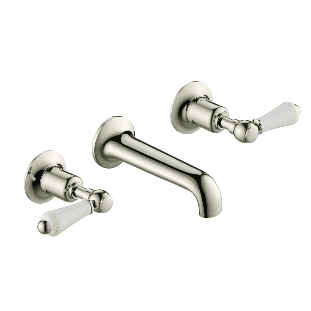 Just Taps Grosvenor Lever 3 Hole Wall Mounted Basin Mixer Nickel