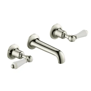 Just Taps Grosvenor Lever 3 Hole Wall Mounted Basin Mixer Nickel