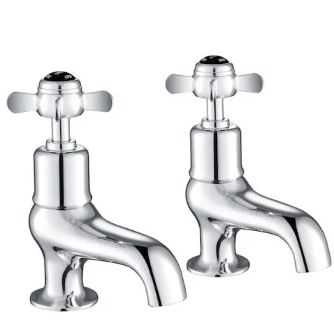 Just Taps Grosvenor Pinch Bath Taps Matt Black detail view - Image 2