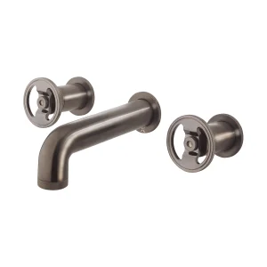 Crosswater Union Basin 3 Hole Wall Mounted Trim Set Brushed Black Chrome