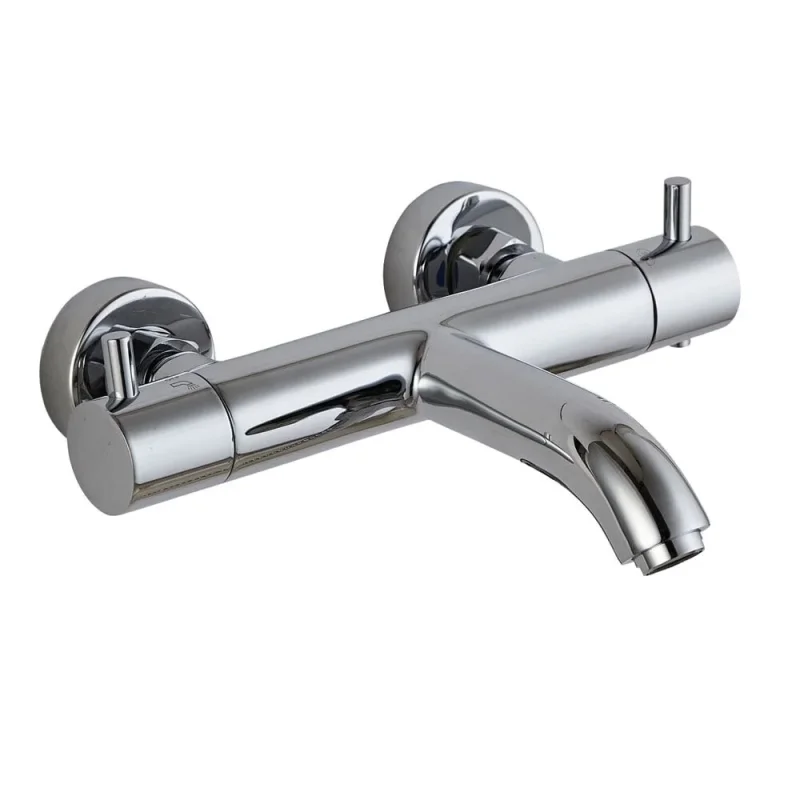 Just Taps Florence Thermostatic Bath Filler Wall Mounted Chrome detail view - Image 2