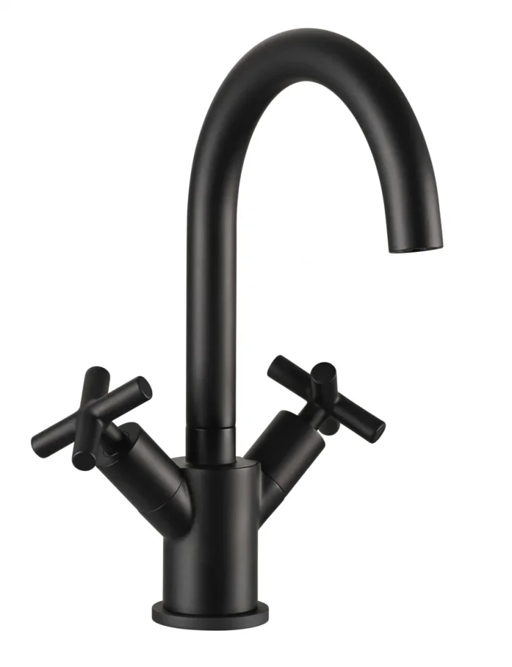 Just Taps Solex Mono Deck Mounted Swivel Spout Basin Mixer Matt Black product image - Image 1