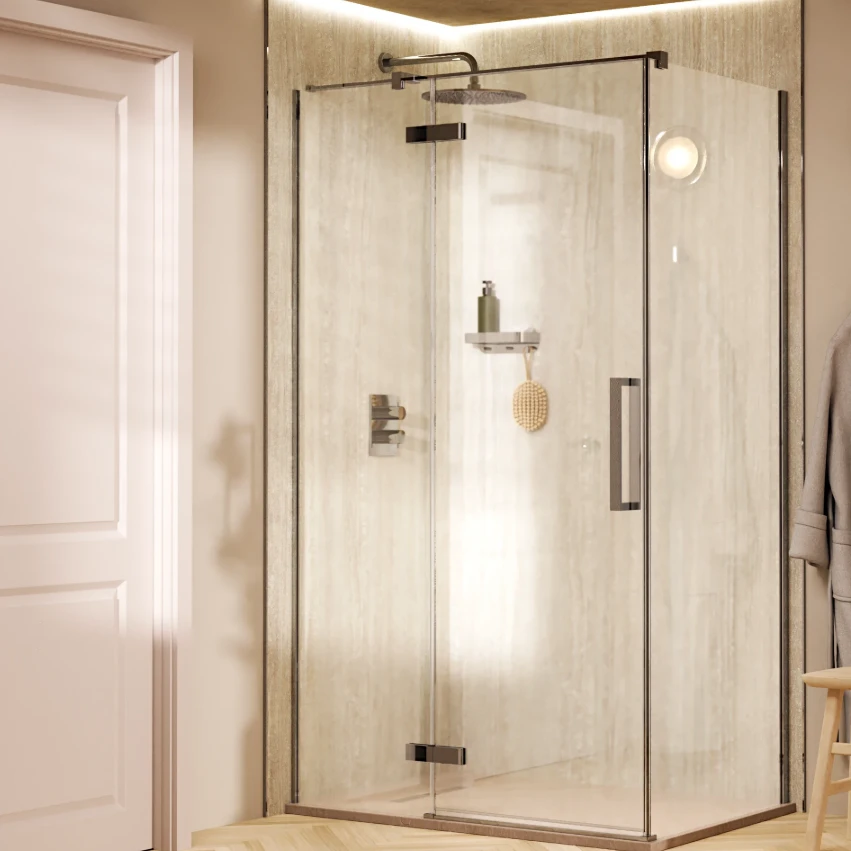 Crosswater Optix Pivot Door with Inline Panel 1000 Box A Chrome