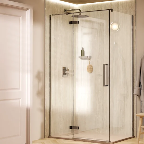 Crosswater Optix Pivot Door with Inline Panel 1000 Box A Chrome