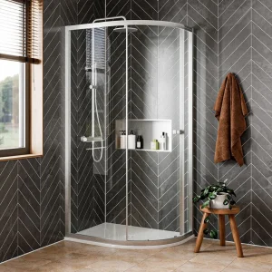 Crosswater Clear 6 Quadrant Single Door 1000 x 800 Brushed Nickel