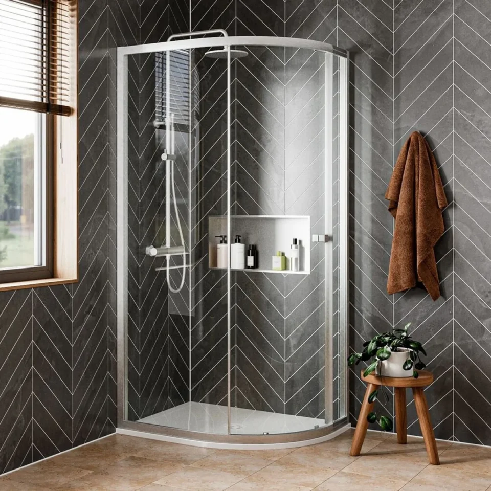 Crosswater Clear 6 Quadrant Single Door 1000 x 800 Brushed Nickel product image - Image 1