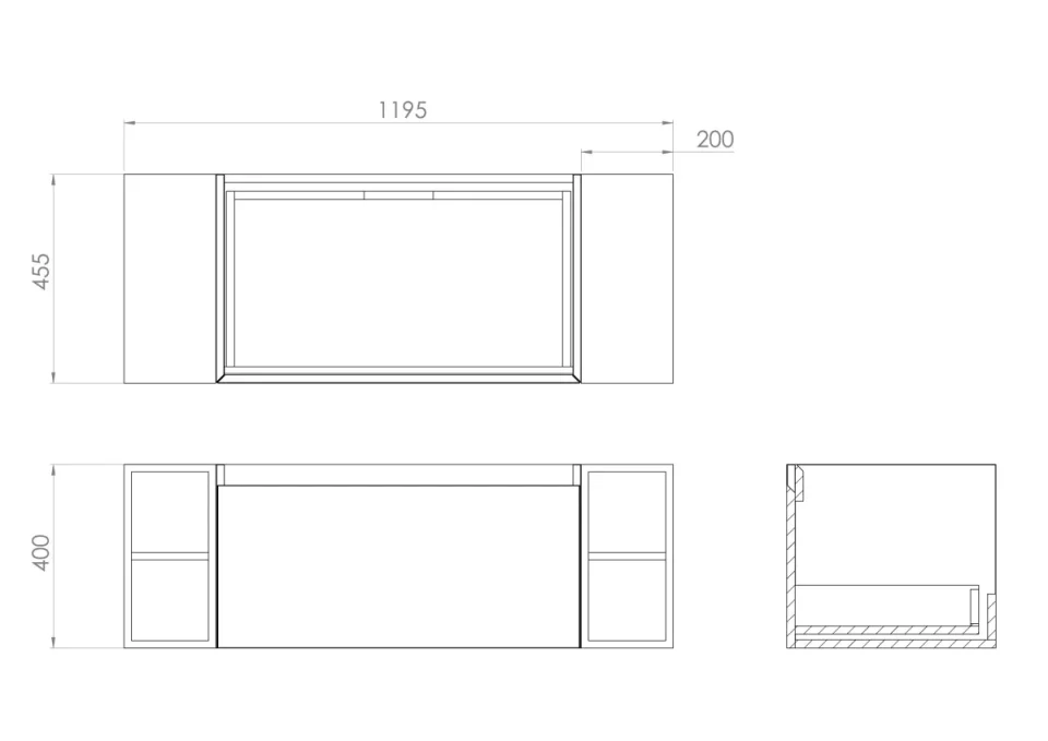 Saneux Uni 120cm Kit - 80cm 1 Drawer Wall Mounted Unit, 2 X 20cm Spacers & 120cm Countertop - Matte Anthracite product image - Image 1