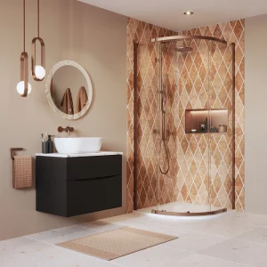 Crosswater Asura 8mm Quadrant Single Door A 900 x 900 Fixed Panels Brushed Bronze