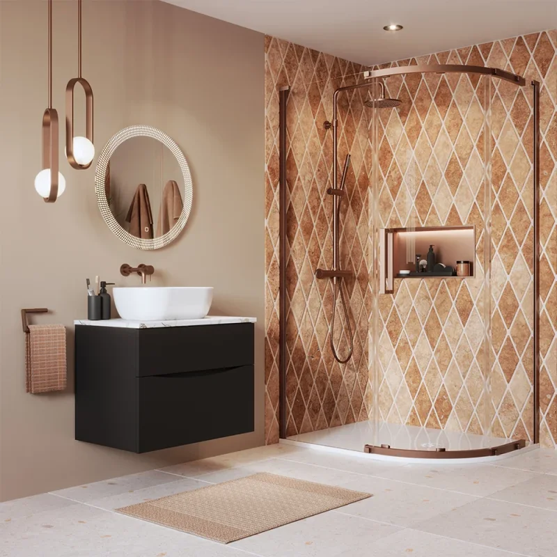Crosswater Asura 8mm Quadrant Single Door B 1200 x 800 Moving Door Brushed Bronze product image - Image 1