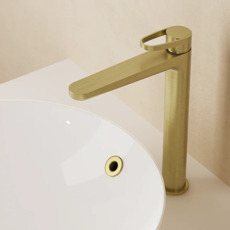 Crosswater Lazo Tall Basin Monobloc Brushed Brass detail view - Image 2