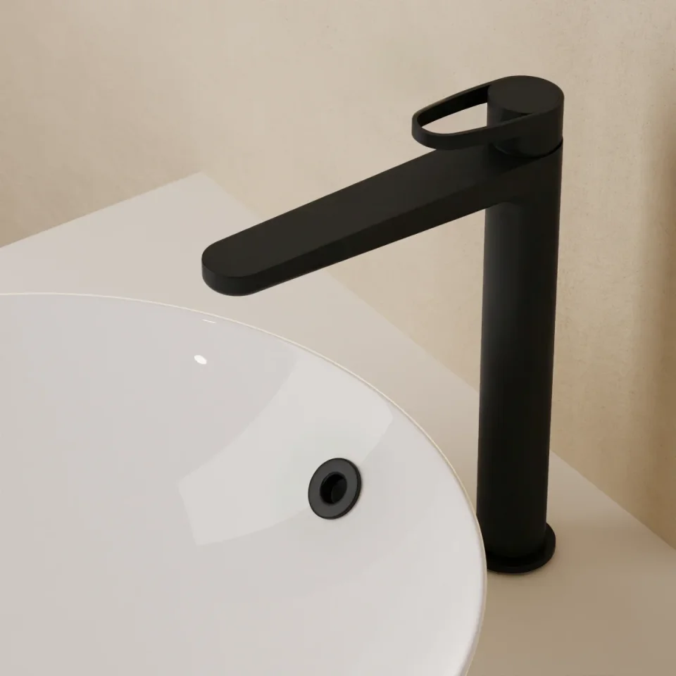Crosswater Lazo Tall Basin Monobloc Matt Black detail view - Image 2