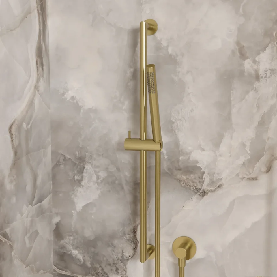 Crosswater 3ONE6 Designer Slide Rail Kit & Wall Outlet Brushed Brass Effect detail view - Image 2