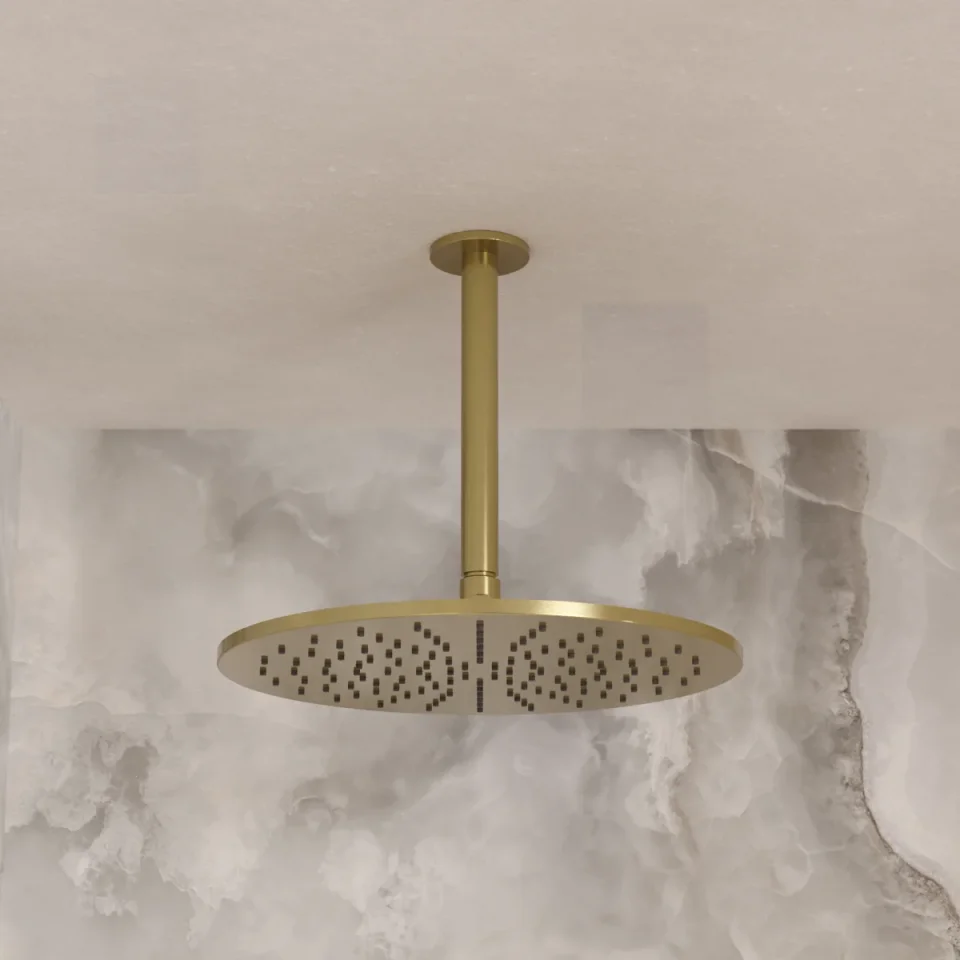 Crosswater 3ONE6 Shower Head 300 x 8mm Stainless Brushed Brass Effect detail view - Image 2