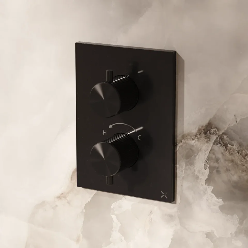 Crosswater Crossbox 3ONE6 1 Outlet Trim & Levers Stainless Slate detail view - Image 2
