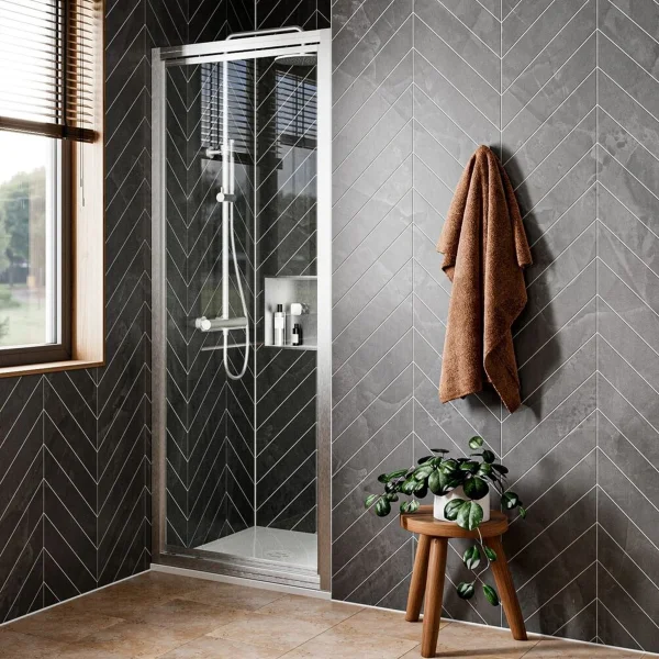 Crosswater Clear 6 Pivot Door 800 Brushed Nickel