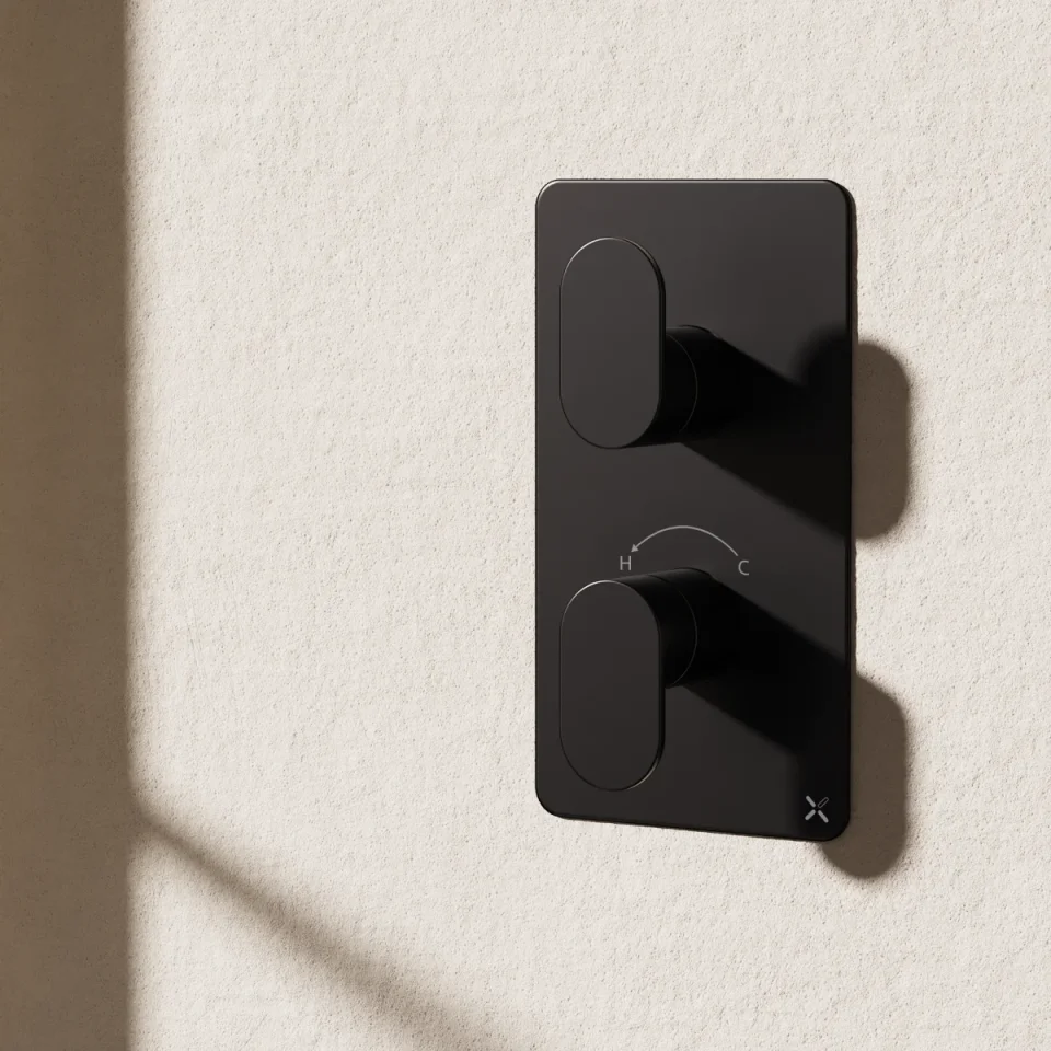 Crosswater Drift 1 Outlet 2 Handle Valve & Trimset Matt Black detail view - Image 2