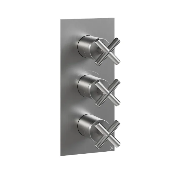 Crosswater MPRO Crosshead 3 Handle Trimset (must be paired with WLBP2000R or WLBP3000R) Brushed Nickel