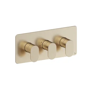 Crosswater Drift 2 Outlet 3 Handle Landscape Valve & Trimset Brushed Brass